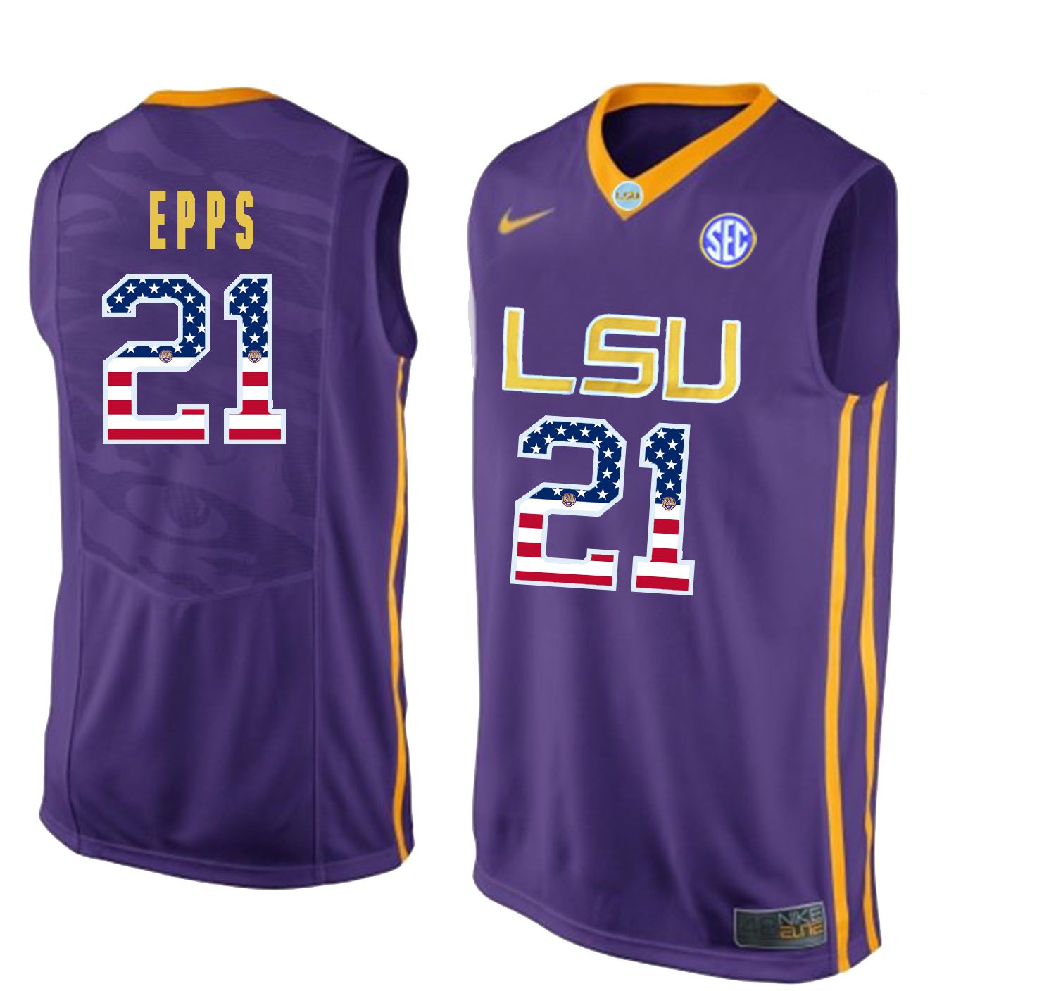Men LSU Tigers #21 Epps Purple Flag Customized NCAA Jerseys->customized ncaa jersey->Custom Jersey